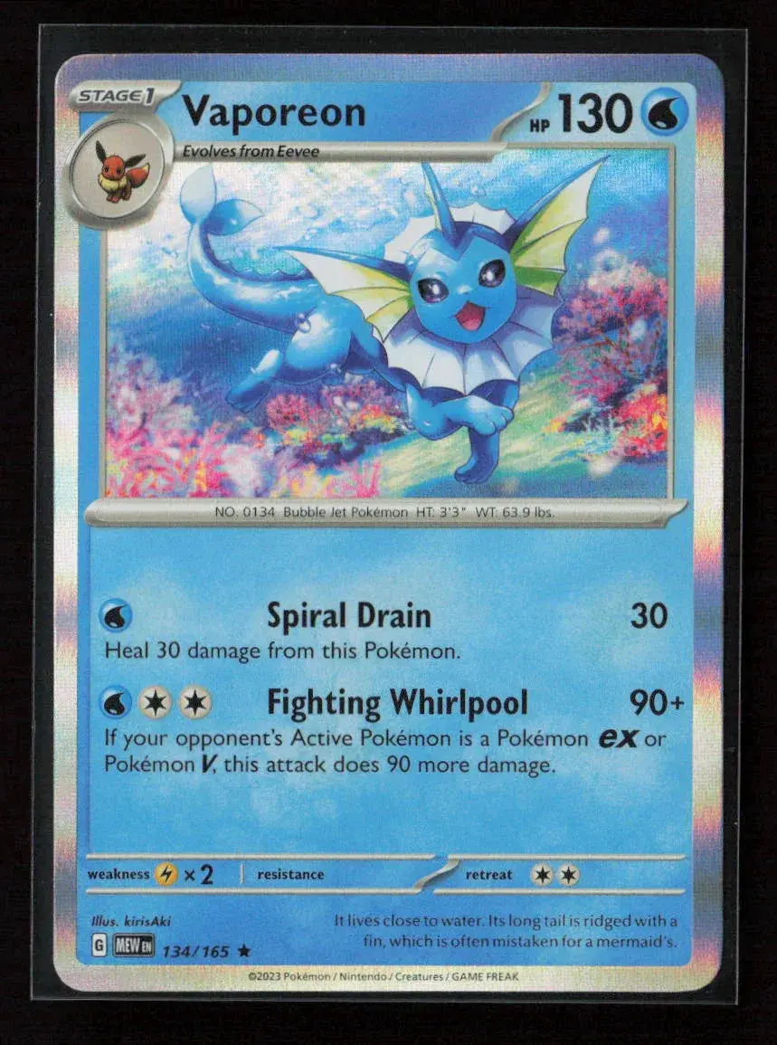 Vaporeon Rare Sv: Scarlet & Violet 151 134/165 Nm 1