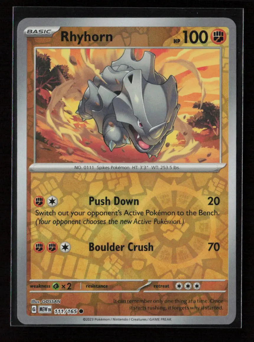 Rhyhorn Common Sv: Scarlet & Violet 151 111/165 Nm 1