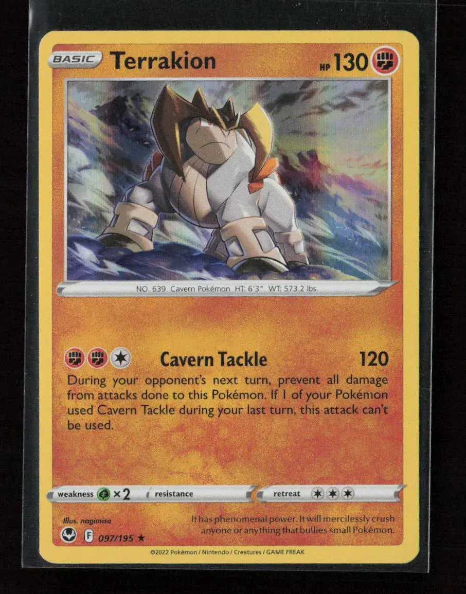 Terrakion Holo Rare Swsh12: Silver Tempest 097/195 Nm 1