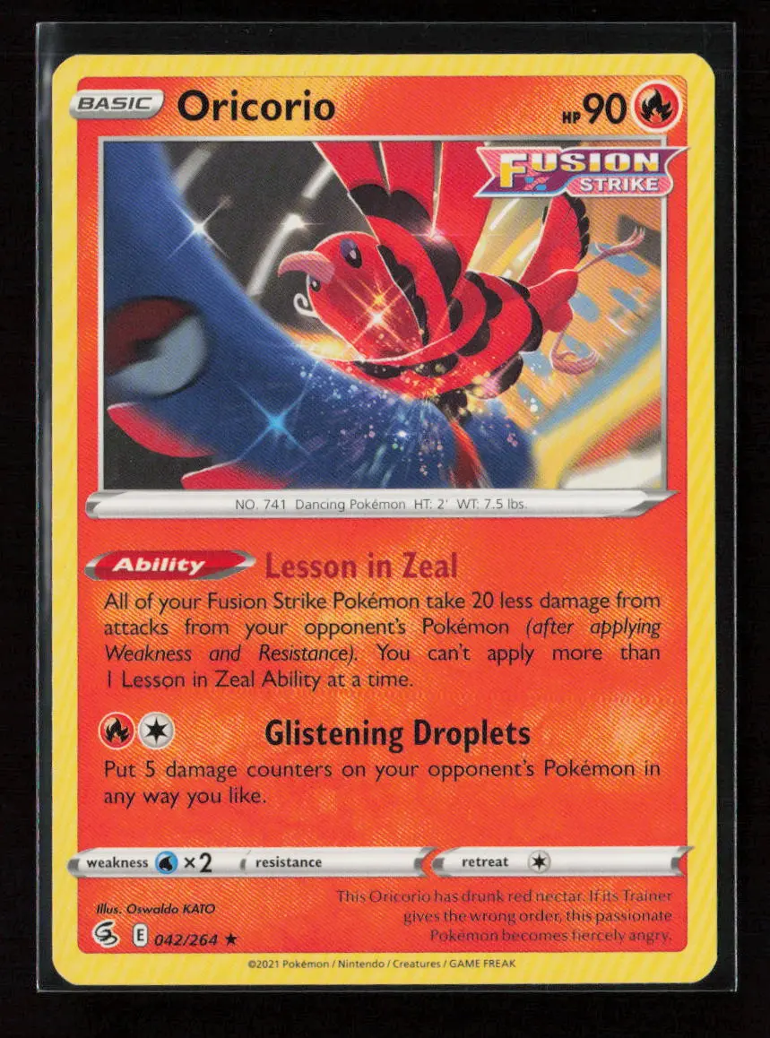 Oricorio Rare Swsh08: Fusion Strike 042/264 Lp 1