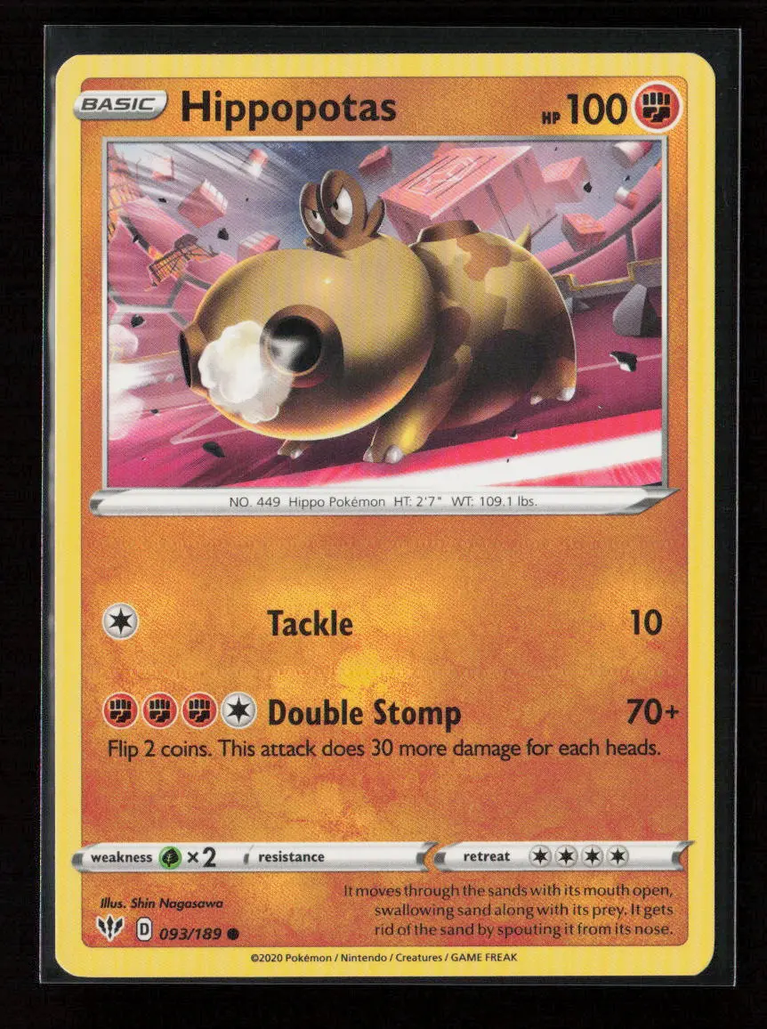 Hippopotas Common Swsh03: Darkness Ablaze 093/189 Lp 1