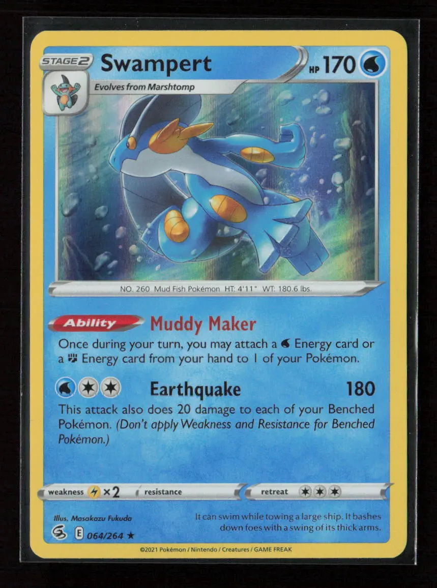 Swampert Holo Rare Swsh08: Fusion Strike 064/264 Lp 1