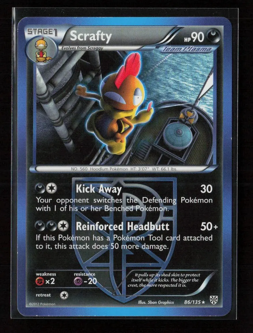 Scrafty (Team Plasma) Rare Plasma Storm 86/135 Lp 1
