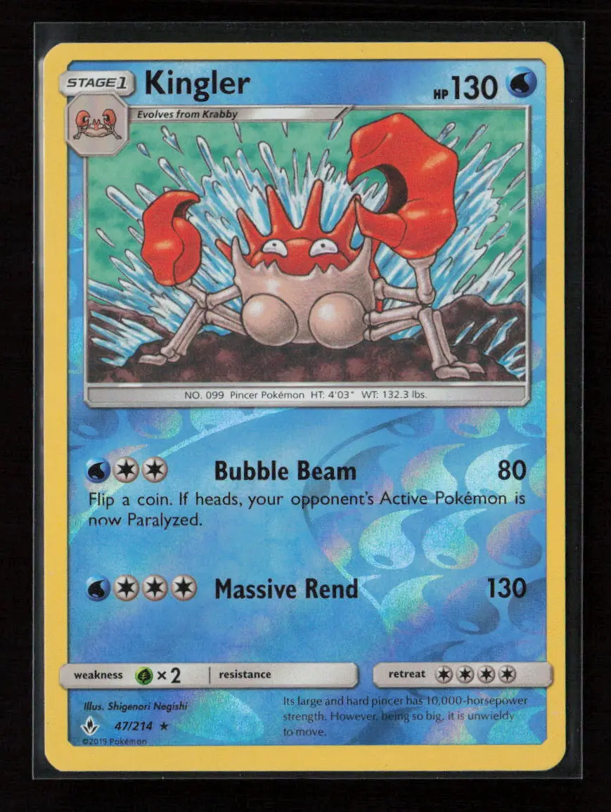 Kingler Rare Sm - Unbroken Bonds 47/214 Lp 1
