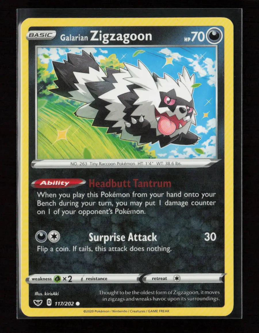 Galarian Zigzagoon Common Swsh01: Sword & Shield Base Set 117/202 Lp 1