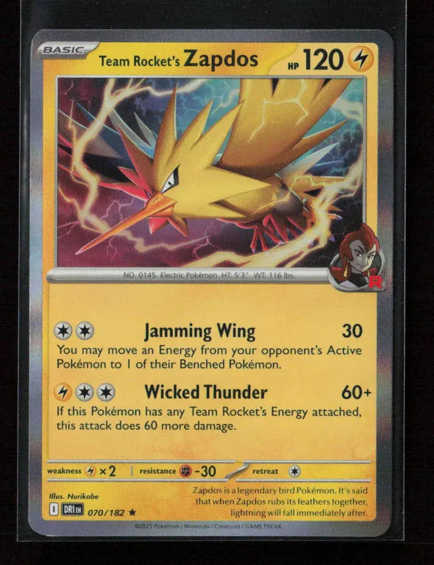 Team Rocket's Zapdos Rare Sv10: Destined Rivals 070/182 Nm 1