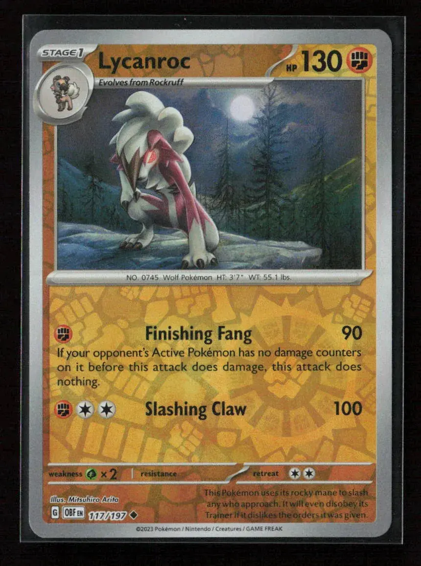 Lycanroc Uncommon Sv03: Obsidian Flames 117/197 Nm 1