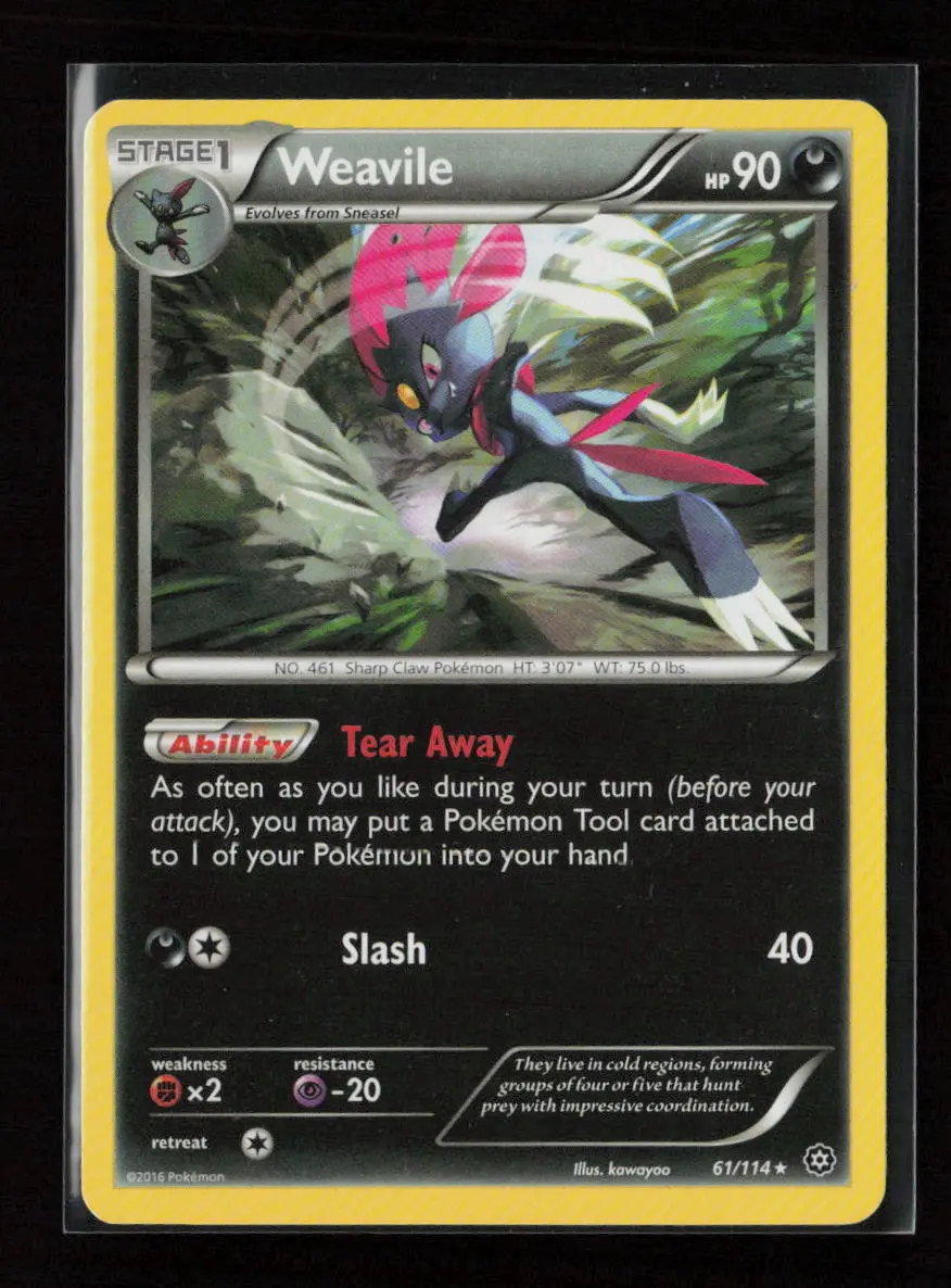 Weavile Rare Xy - Steam Siege 61/114 Lp 1