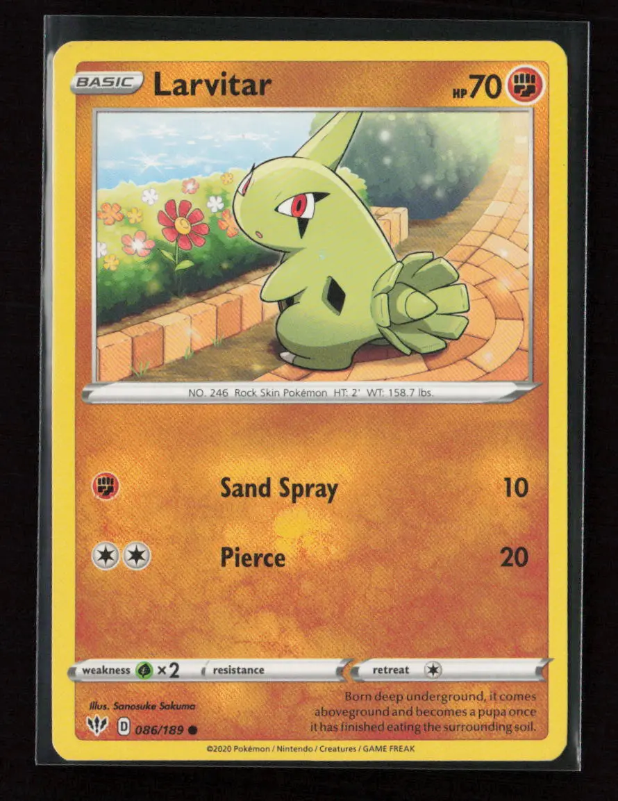 Larvitar Common Swsh03: Darkness Ablaze 086/189 Lp 1