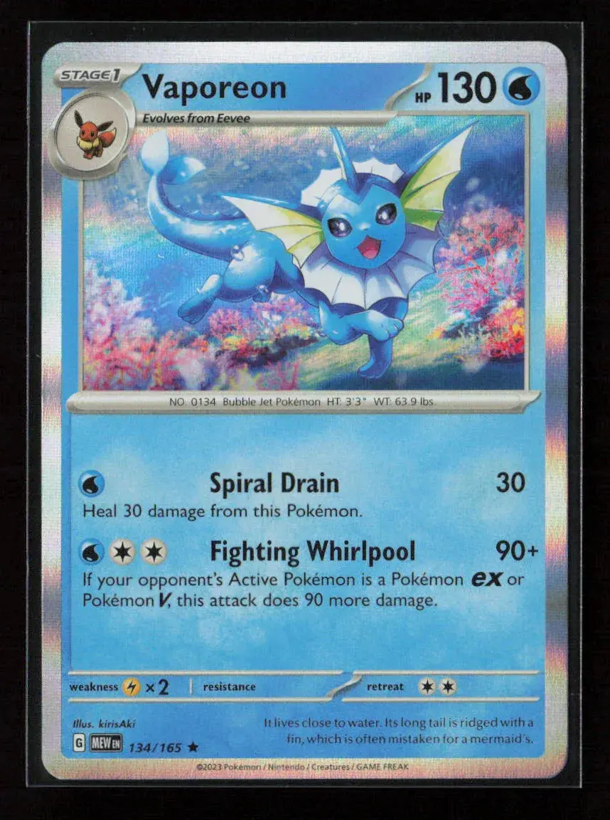 Vaporeon Rare Sv: Scarlet & Violet 151 134/165 Nm 1
