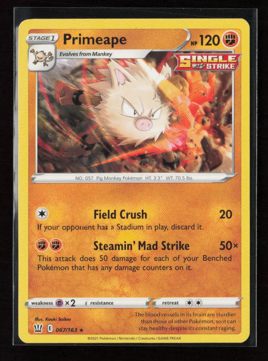 Primeape Rare Swsh05: Battle Styles 067/163 Lp 1