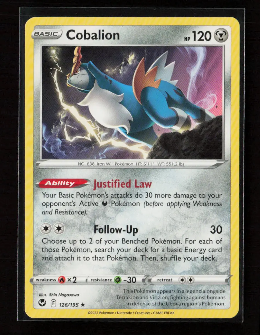 Cobalion Rare Swsh12: Silver Tempest 126/195 Lp 1