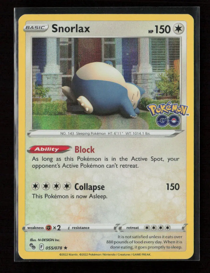 Snorlax Holo Rare Pokemon Go 055/078 Nm 1