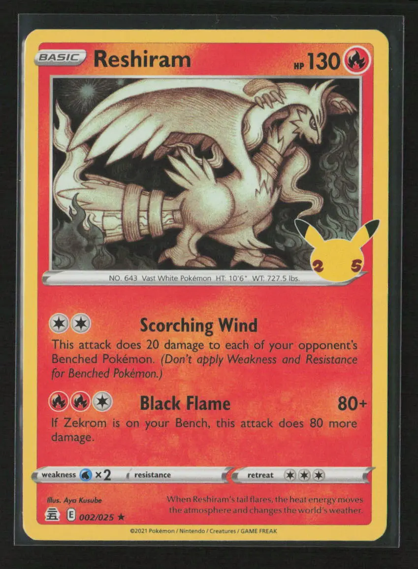 Reshiram Holo Rare Celebrations 002/025 Nm 1