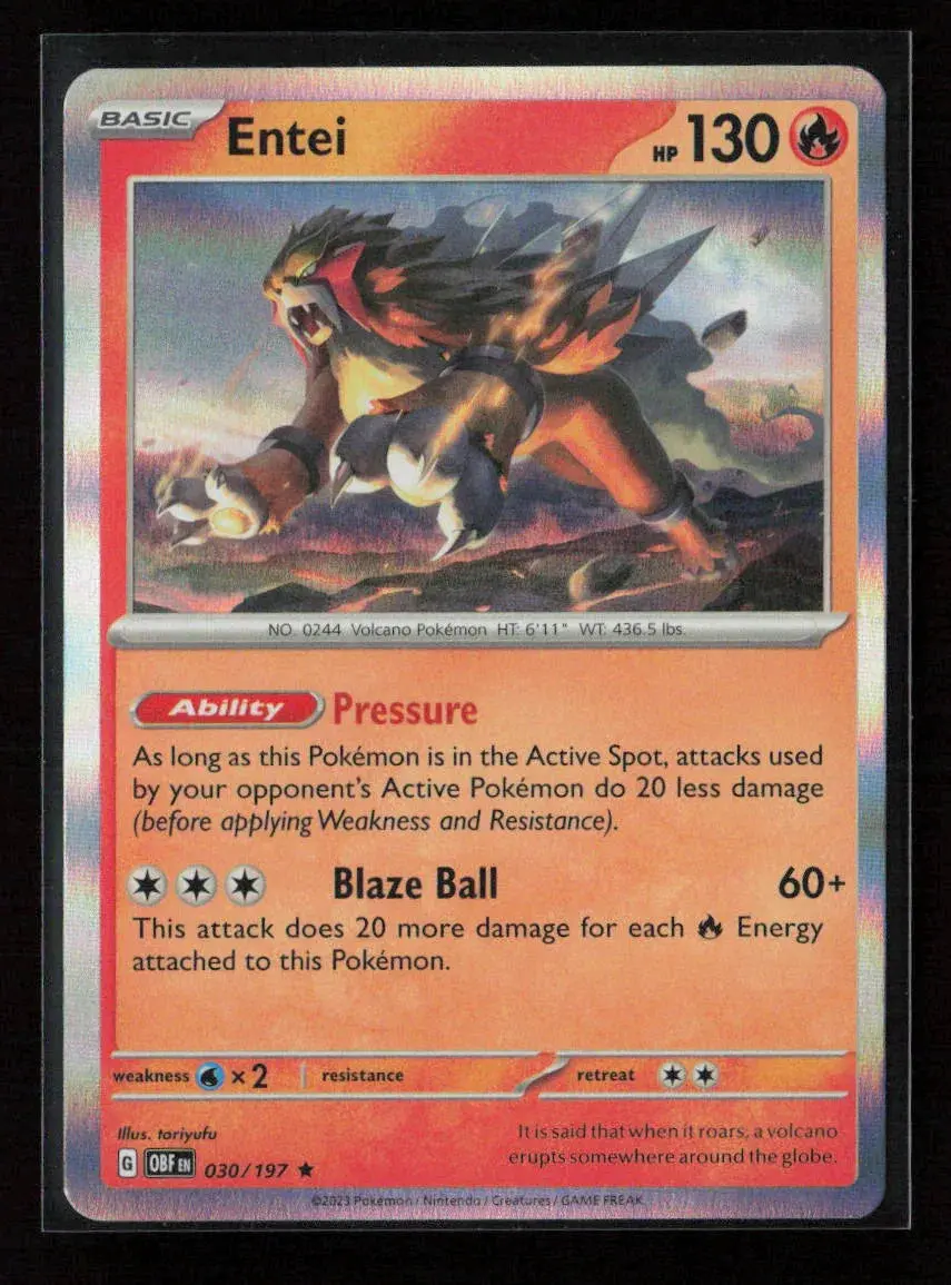 Entei Rare Sv03: Obsidian Flames 030/197 Nm 1