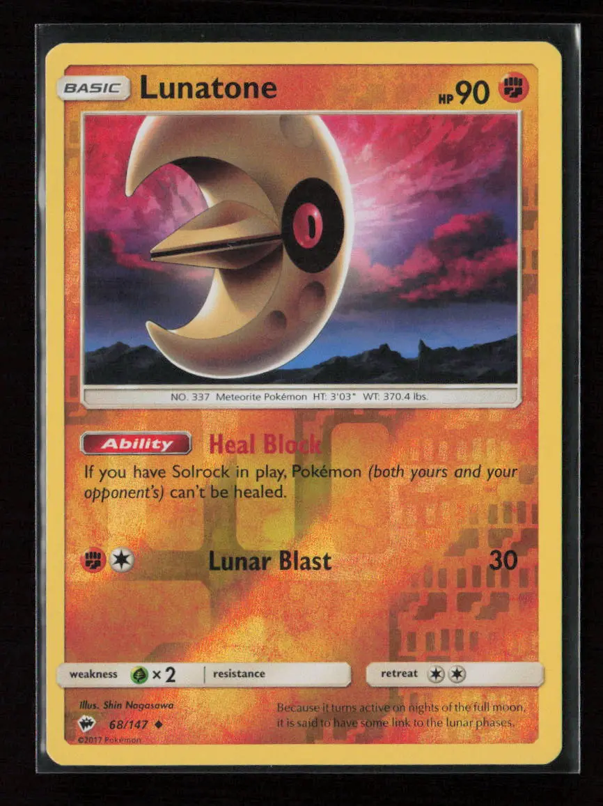 Lunatone Uncommon Sm - Burning Shadows 68/147 Lp 1