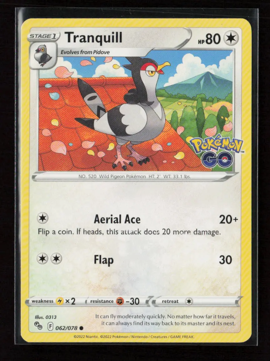Tranquill Common Pokemon Go 062/078 Lp 1