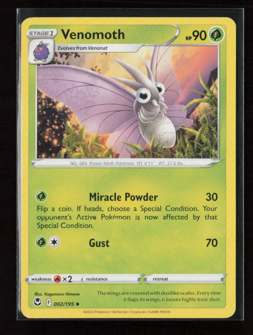 Venomoth Uncommon Swsh12: Silver Tempest 002/195 Lp 1
