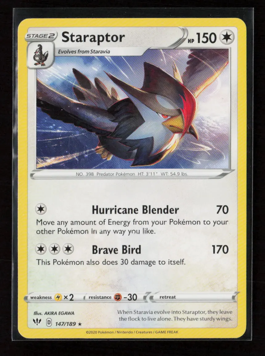 Staraptor Rare Swsh03: Darkness Ablaze 147/189 Lp 1