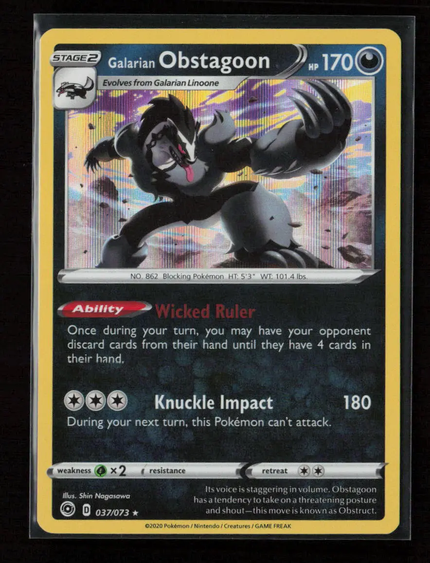 Galarian Obstagoon Holo Rare Champion's Path 37/73 Nm 1