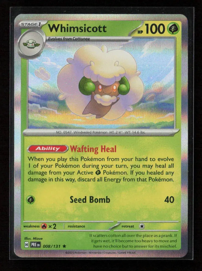 Whimsicott Rare Sv: Prismatic Evolutions 008/131 Nm 1