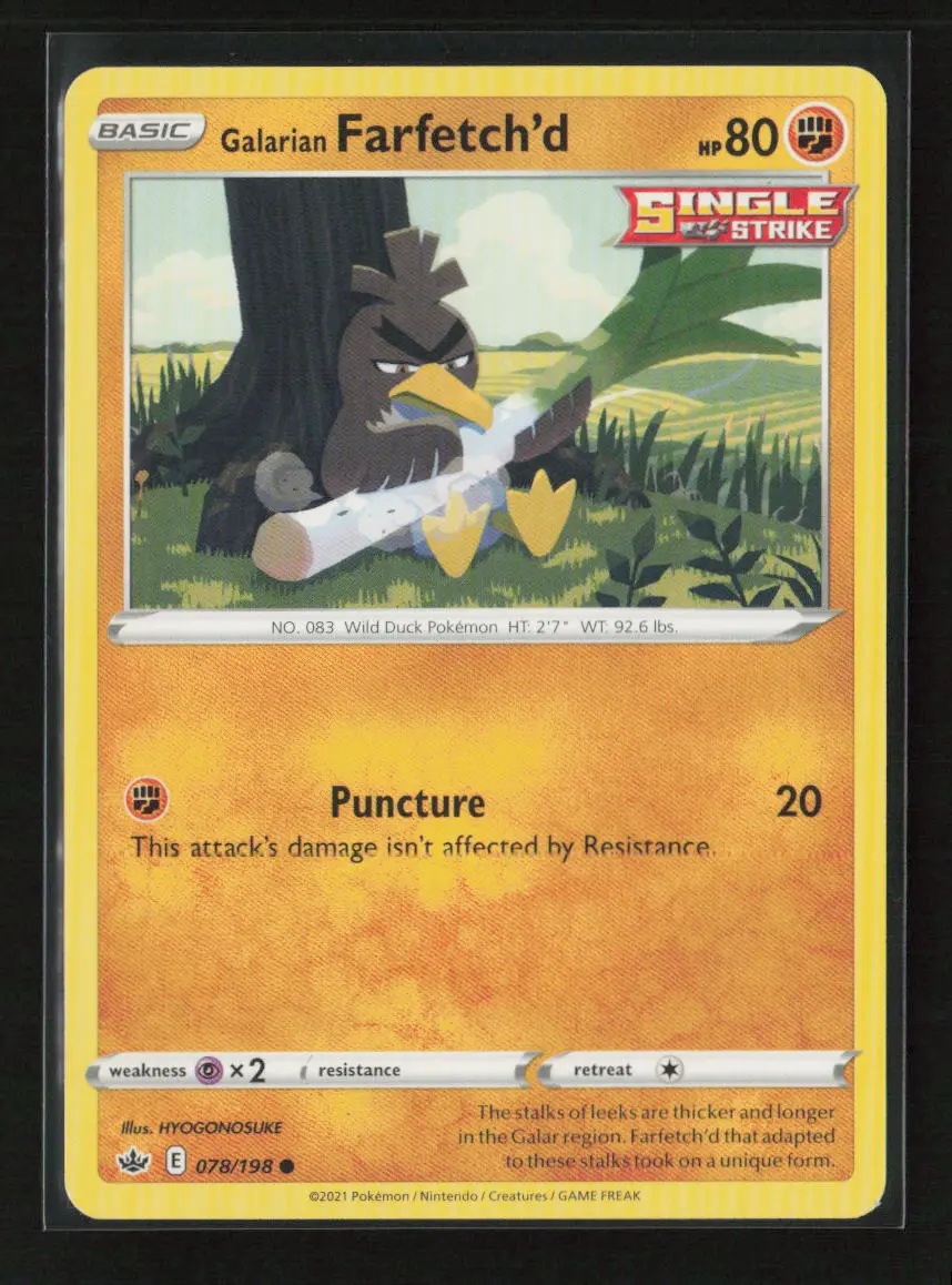 Galarian Farfetch'd Common Swsh06: Chilling Reign 078/198 Lp 1