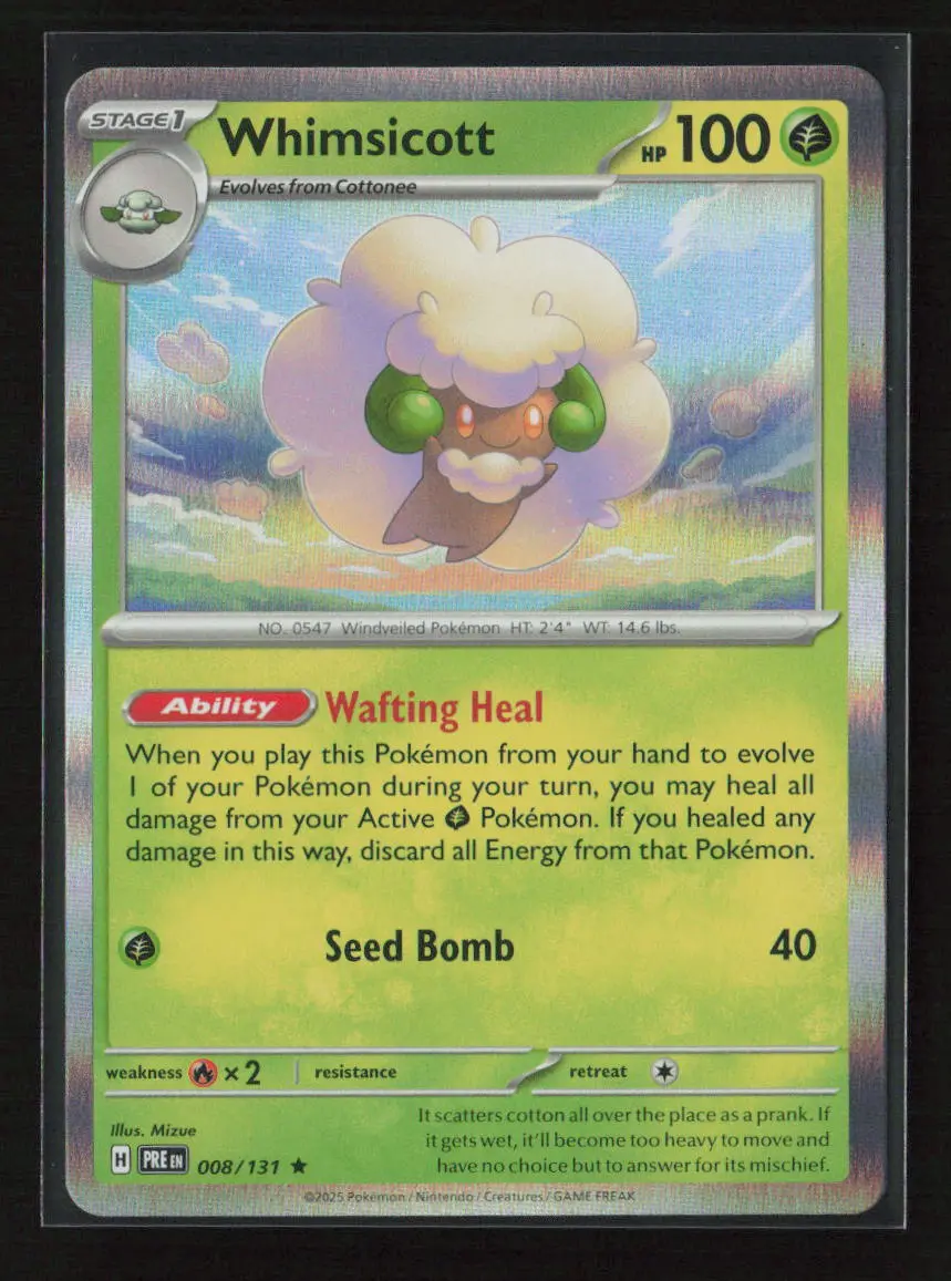 Whimsicott Rare Sv: Prismatic Evolutions 008/131 Nm 1