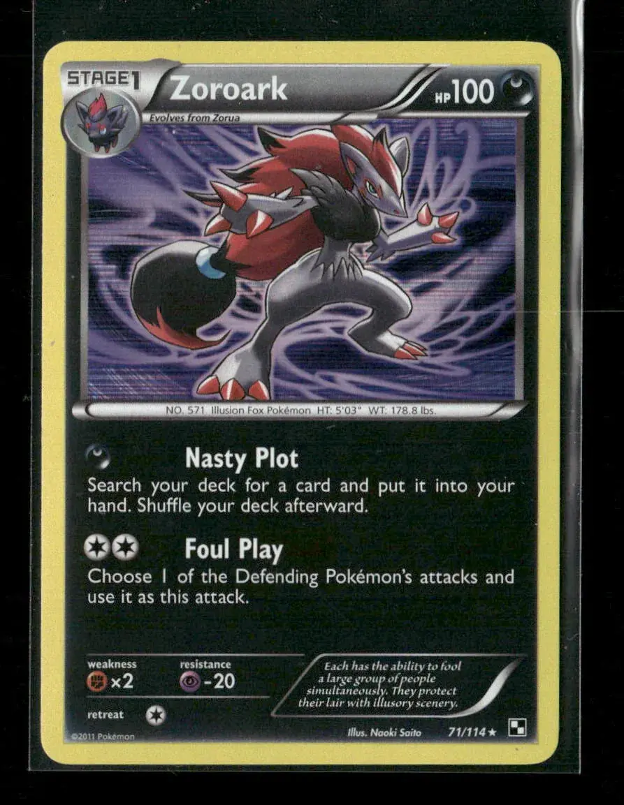 Zoroark Holo Rare Black And White 71/114 Lp 1