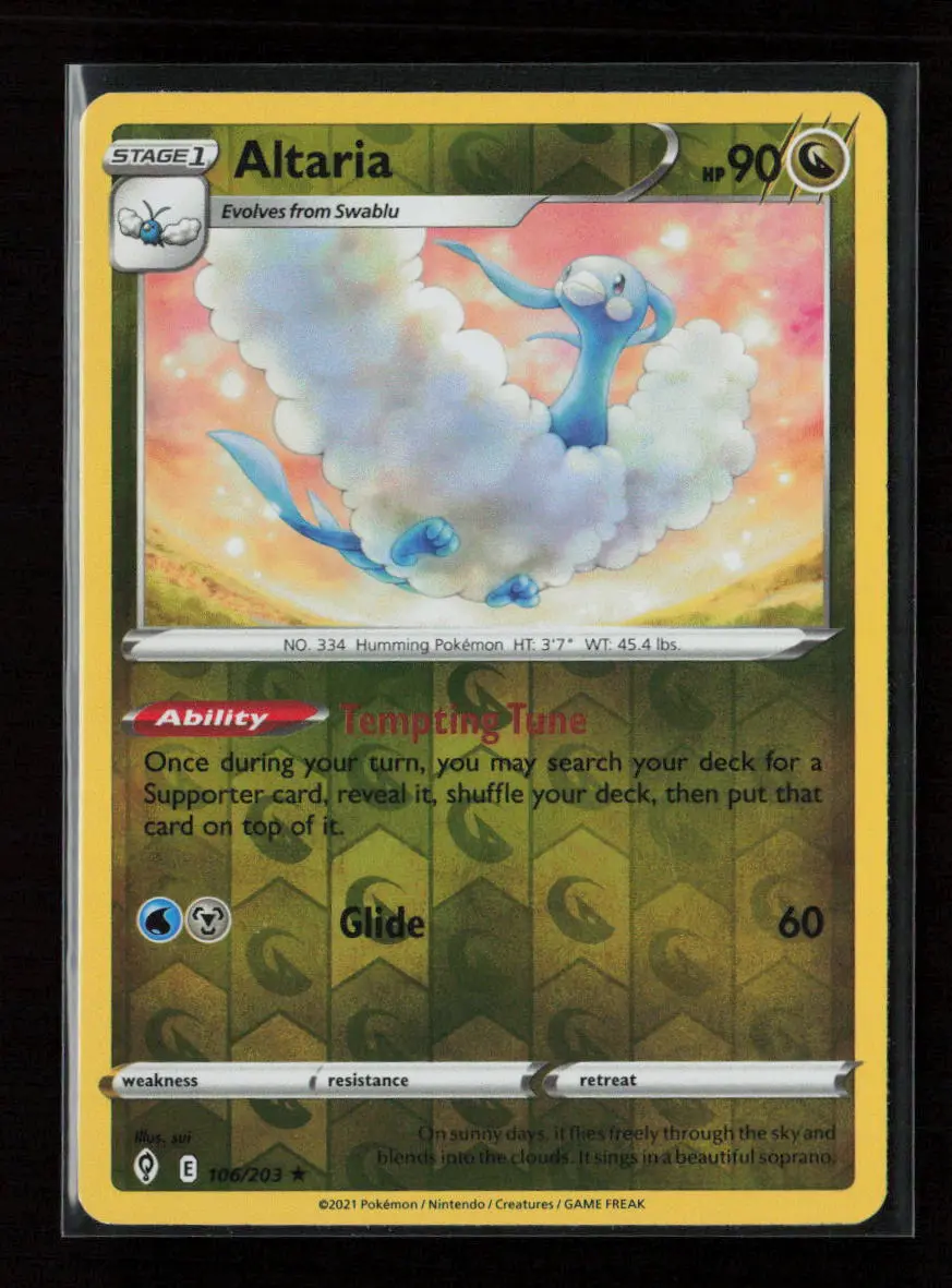 Altaria Rare Swsh07: Evolving Skies 106/203 Nm 1