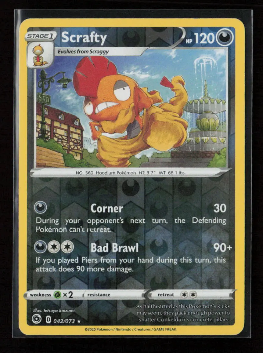 Scrafty Holo Rare Champion's Path 42/73 Nm 1