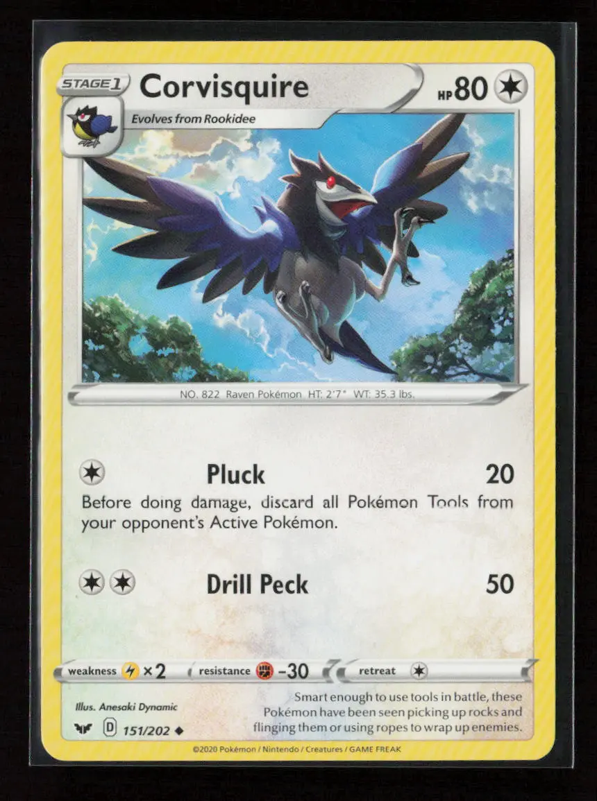 Corvisquire Uncommon Swsh01: Sword & Shield Base Set 151/202 Lp 1