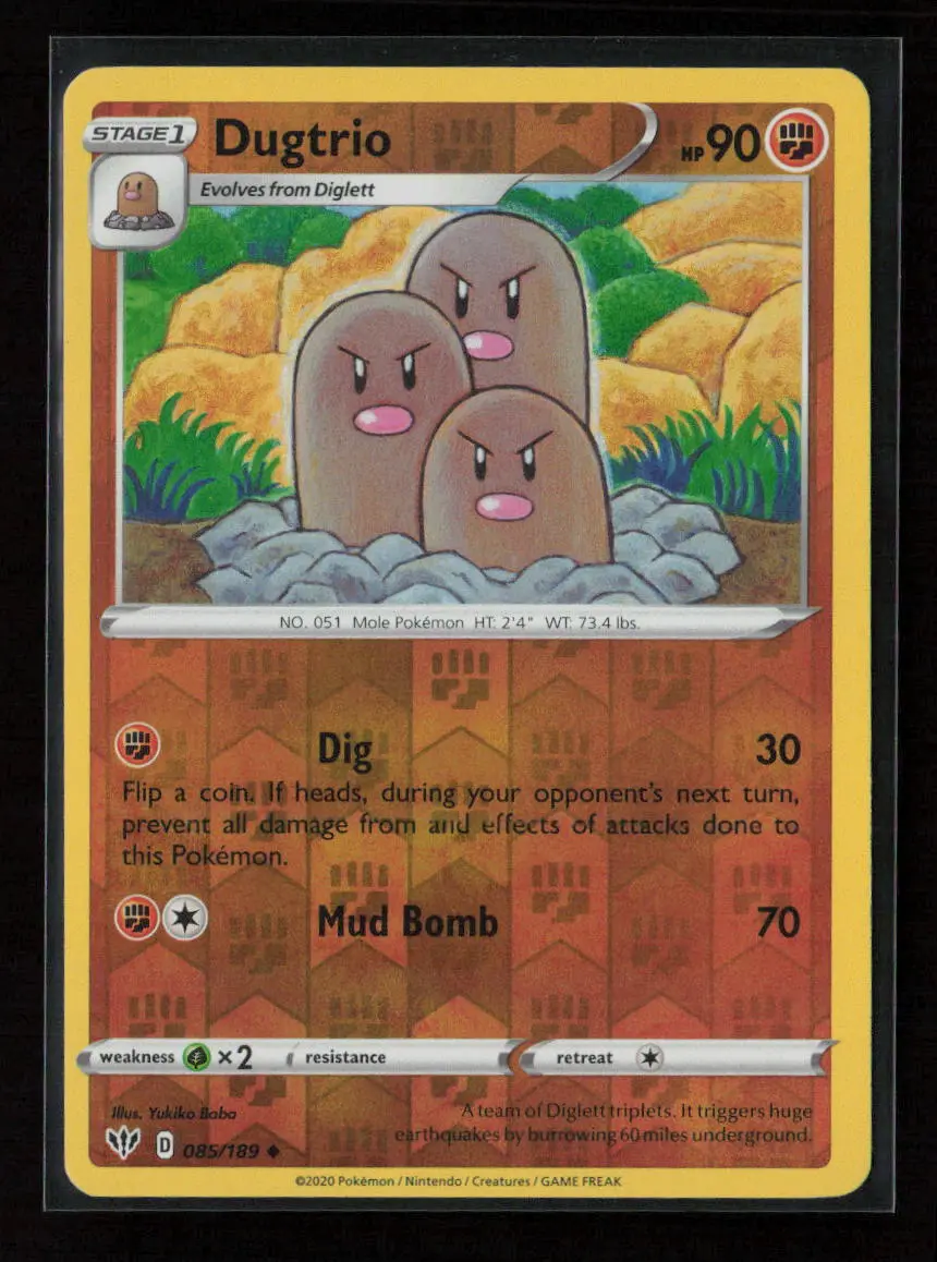 Dugtrio Uncommon Swsh03: Darkness Ablaze 085/189 Nm 1
