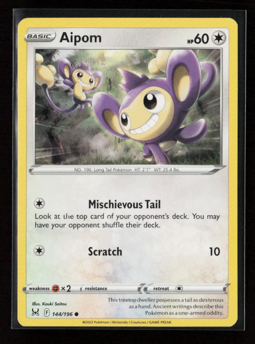 Aipom Common Swsh11: Lost Origin 144/196 Lp 1