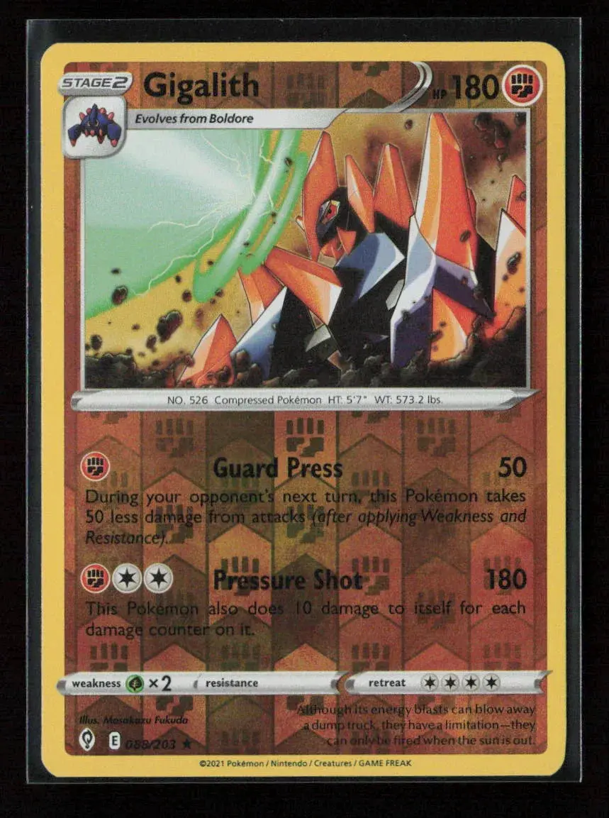 Gigalith Rare Swsh07: Evolving Skies 088/203 Nm 1