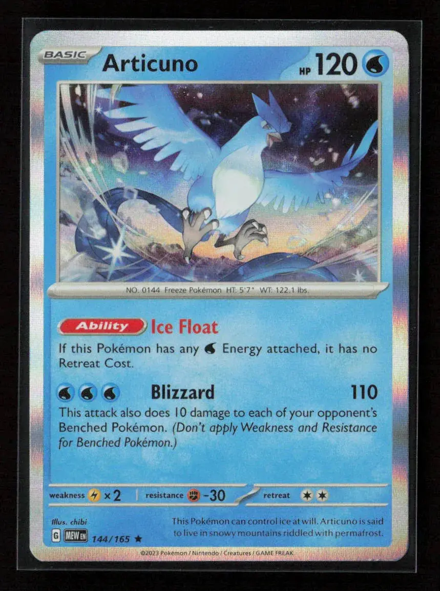Articuno Rare Sv: Scarlet & Violet 151 144/165 Nm 1