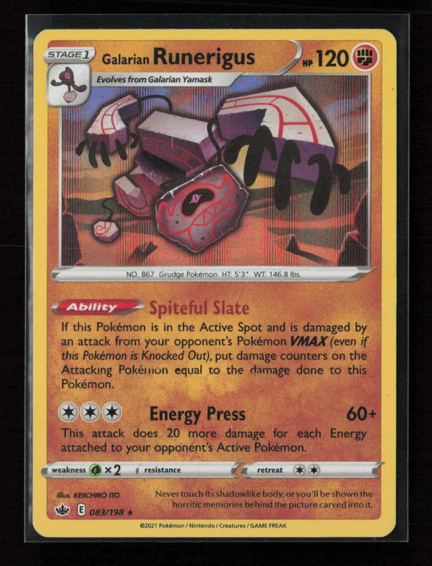 Galarian Runerigus Holo Rare Swsh06: Chilling Reign 083/198 Nm 1