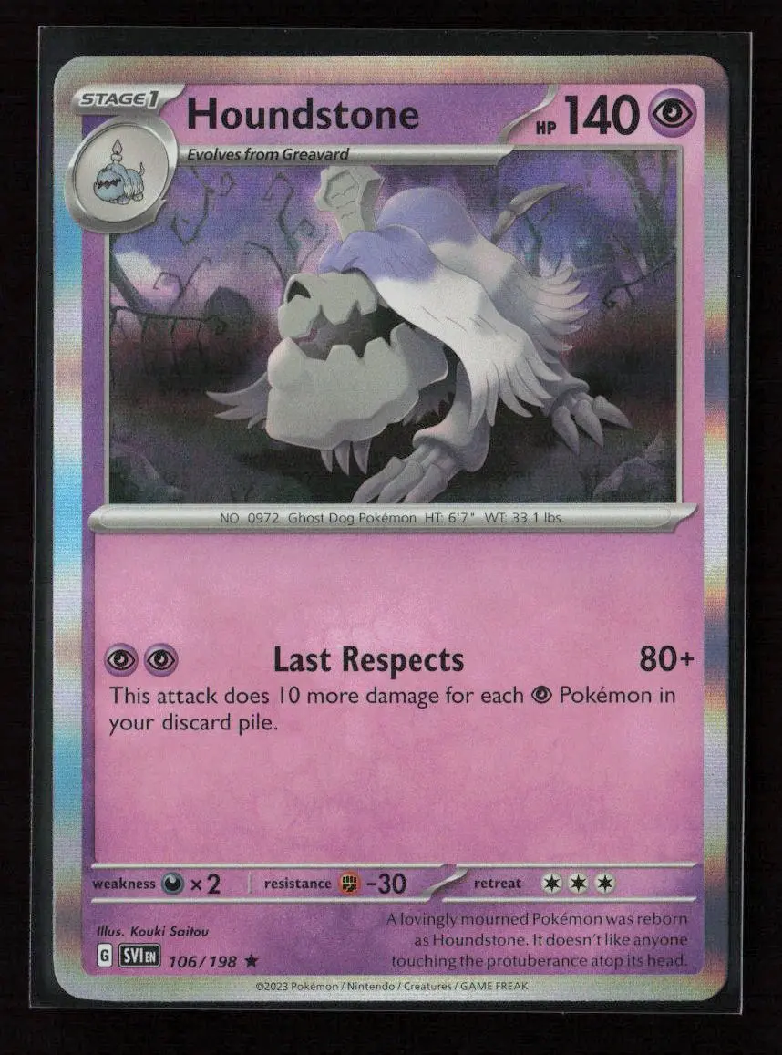 Houndstone Rare Sv01: Scarlet & Violet Base Set 106/198 Nm 1
