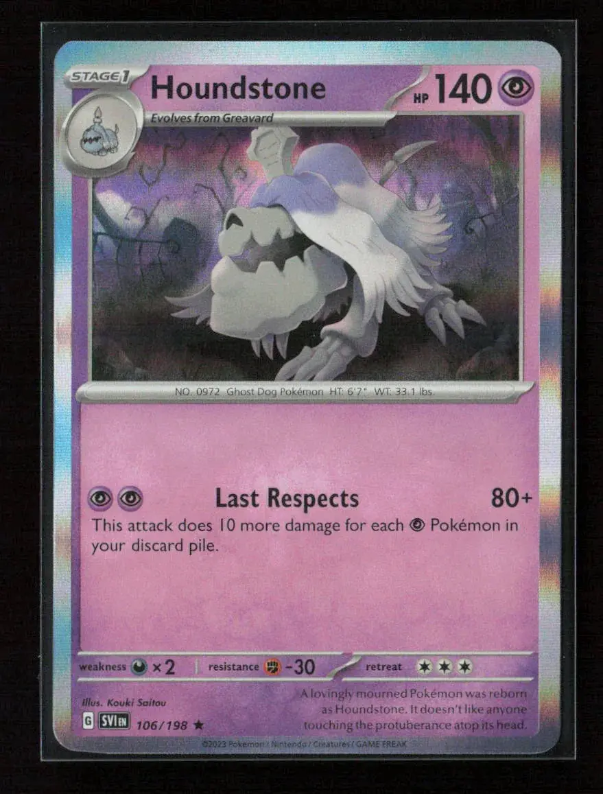 Houndstone Rare Sv01: Scarlet & Violet Base Set 106/198 Nm 1