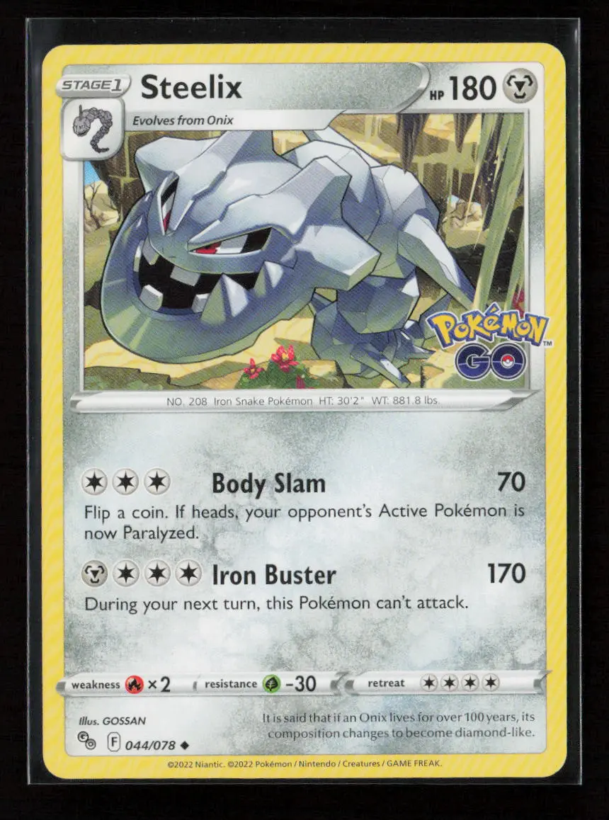 Steelix Uncommon Pokemon Go 044/078 Lp 1