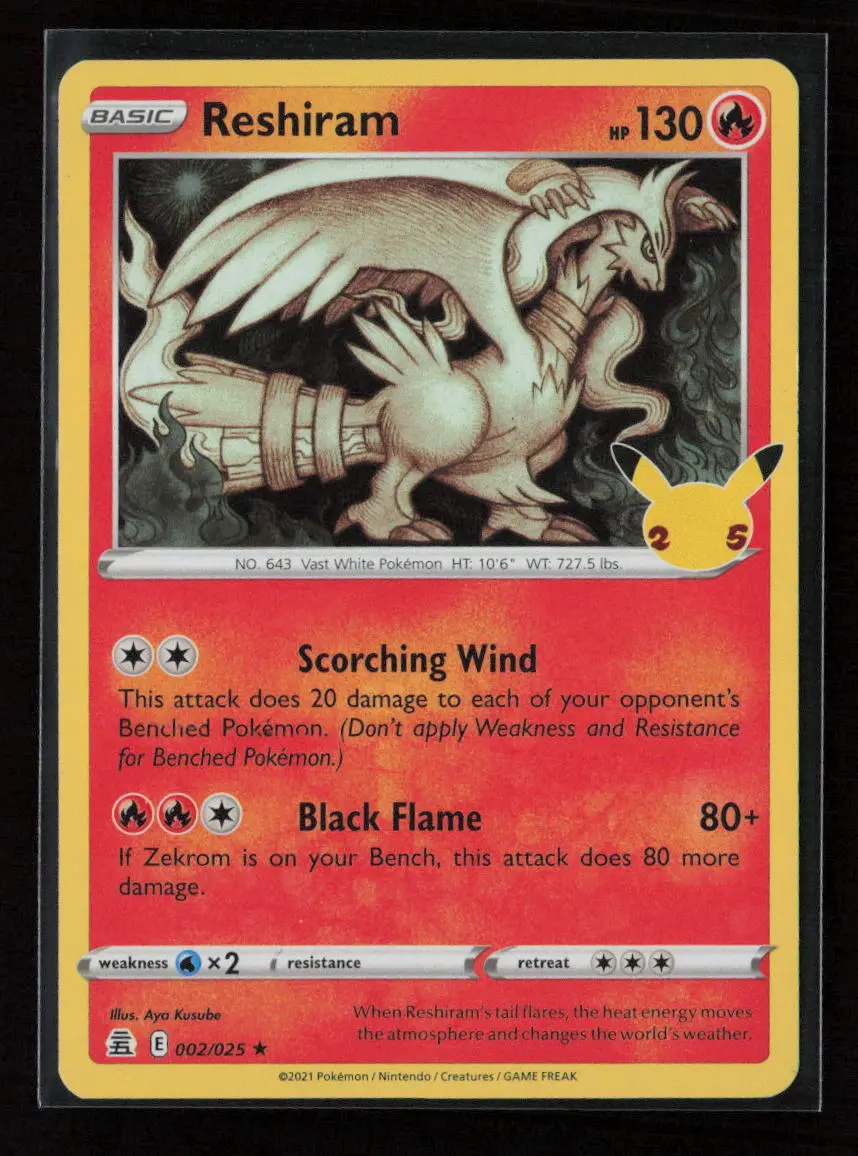 Reshiram Holo Rare Celebrations 002/025 Nm 1