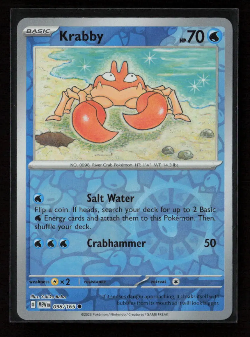 Krabby Common Sv: Scarlet & Violet 151 098/165 Nm 1