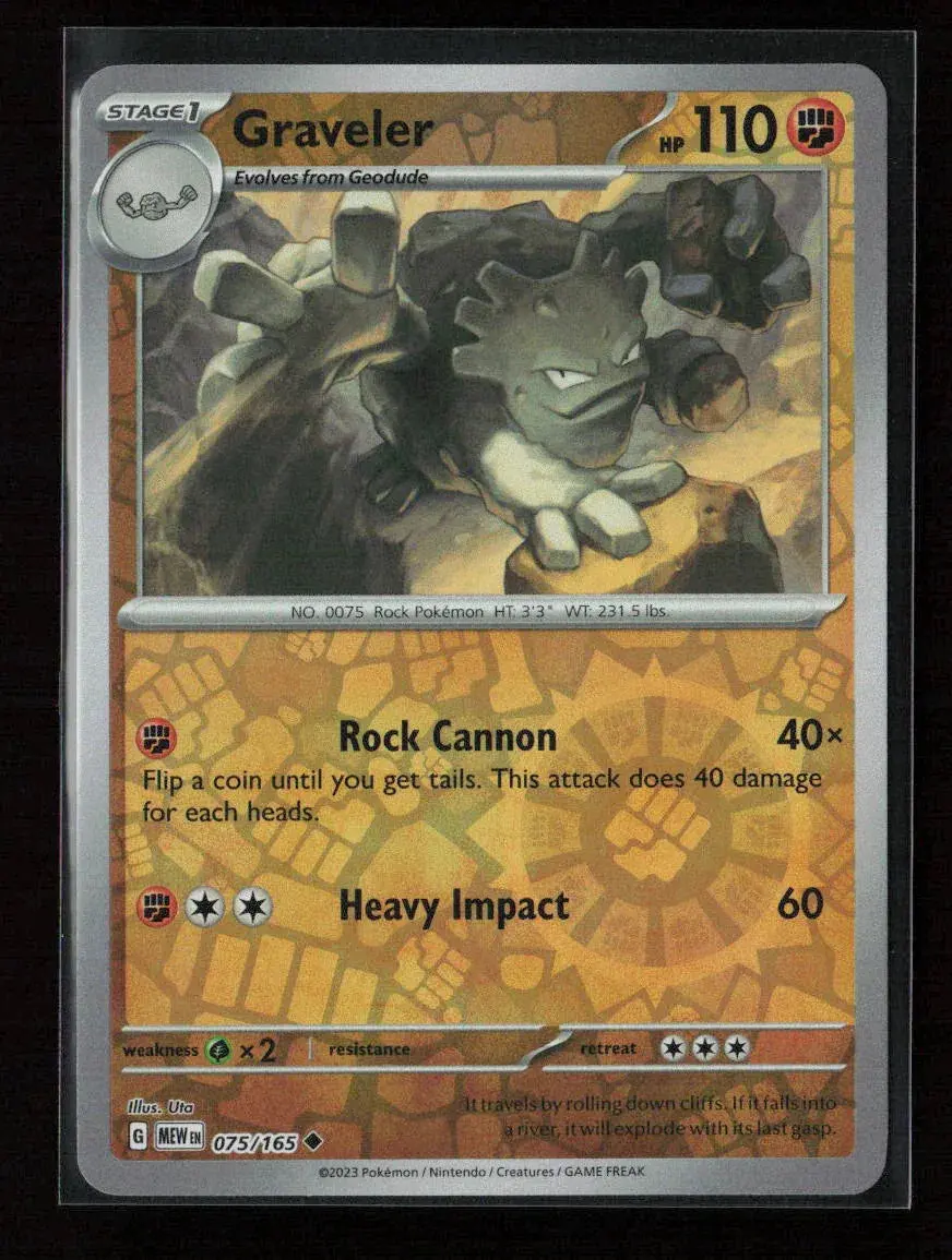 Graveler Uncommon Sv: Scarlet & Violet 151 075/165 Nm 1