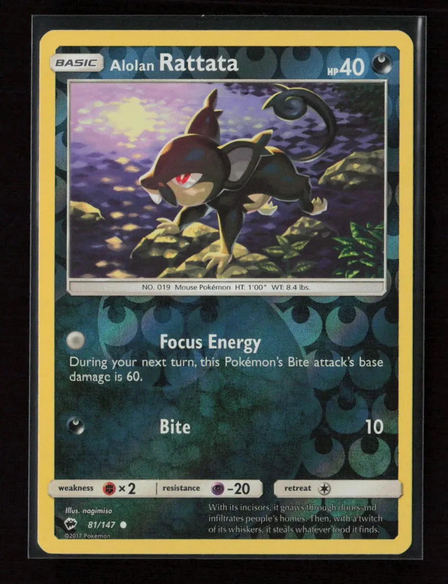Alolan Rattata Common Sm - Burning Shadows 81/147 Nm 1