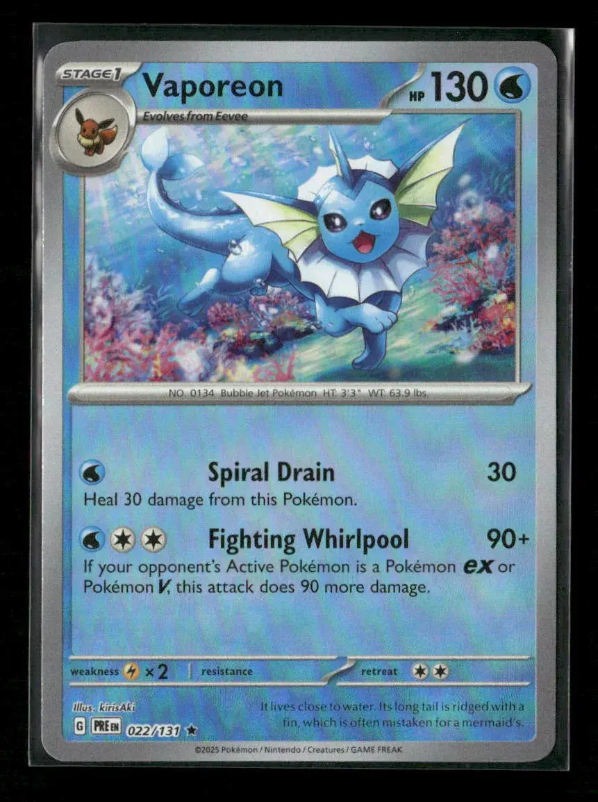 Vaporeon (Poke Ball Pattern) Rare Sv: Prismatic Evolutions 022/131 Nm 1