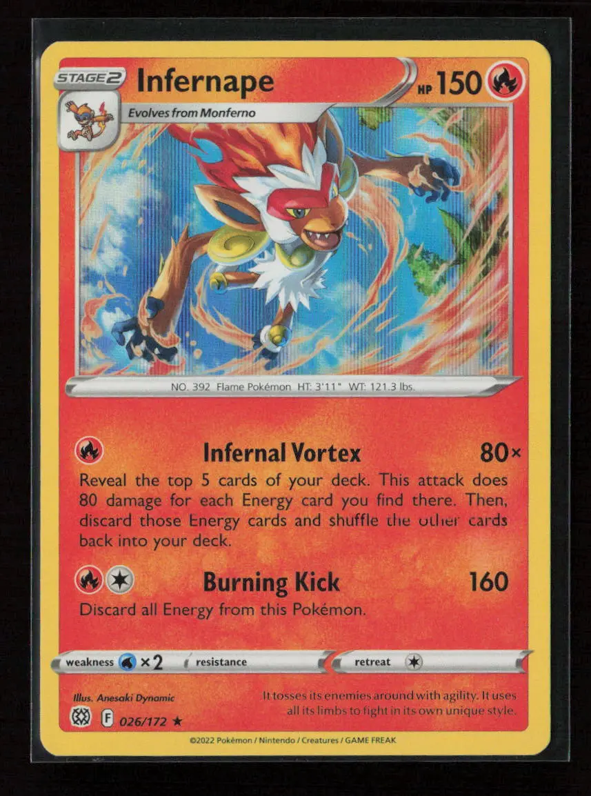 Infernape Holo Rare Swsh09: Brilliant Stars 026/172 Nm 1