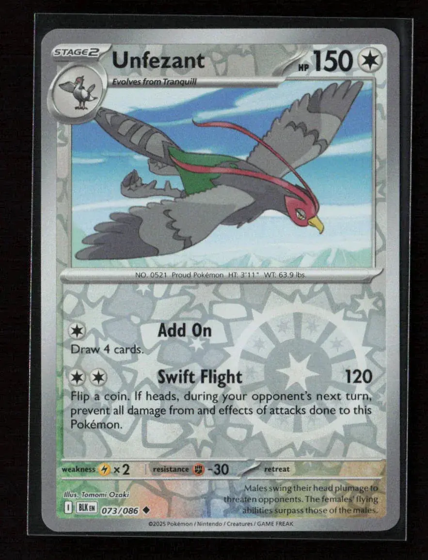 Unfezant Uncommon Sv: Black Bolt 073/086 Nm 1