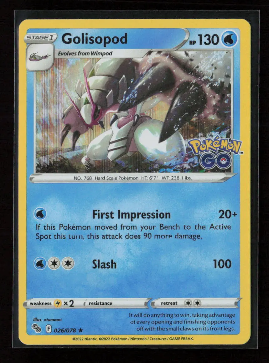 Golisopod Holo Rare Pokemon Go 026/078 Nm 1