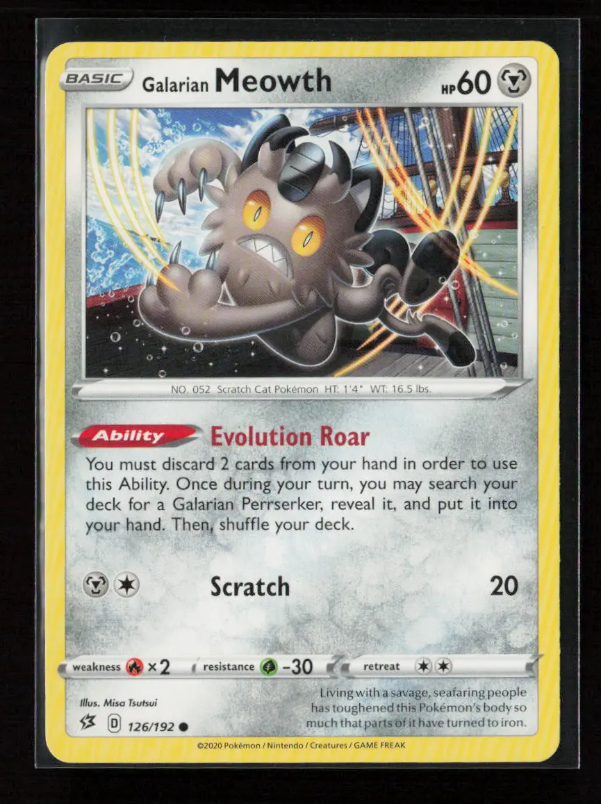 Galarian Meowth Common Swsh02: Rebel Clash 126/192 Lp 1