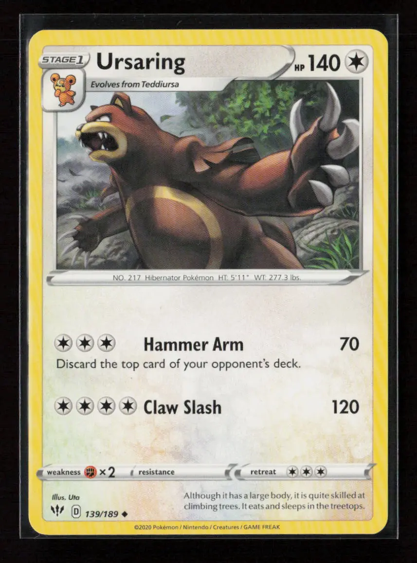 Ursaring Uncommon Swsh03: Darkness Ablaze 139/189 Lp 1