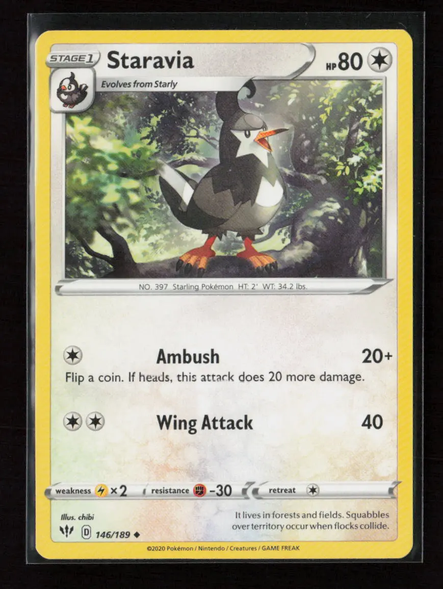 Staravia Uncommon Swsh03: Darkness Ablaze 146/189 Lp 1